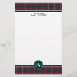 Crawford Clan Tartan Maroon Plaid Monogram Briefpapier
