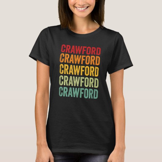 Crawford County Iowa Rainbow Text T-shirt (Voorkant)