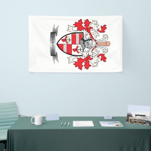 Crawford Family Crest Coat of Arms Spandoek (Beurs)