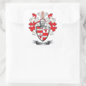 Crawford Family Crest Coat of Arms Vierkante Sticker (Tas)