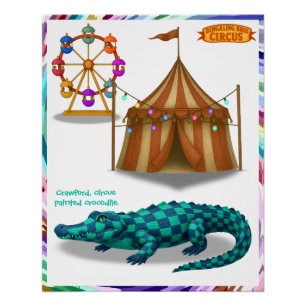 Crawford, geschilderde circus krokodil perfect poster