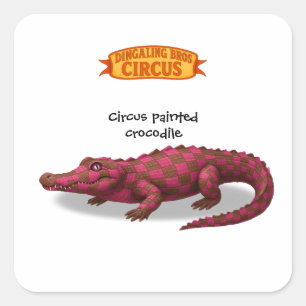 Crawford, geschilderde circus krokodil vierkante sticker