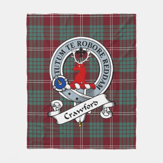 Crawford Modern Clan Badge Tartan Pset Fleece Deken (Voorkant)