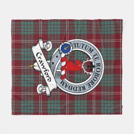 Crawford Modern Clan Badge Tartan Pset Fleece Deken (Voorkant (Horizontaal))