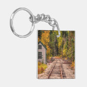 Crawford Notch Train Tracks Acrylische Sleutelhang Sleutelhanger (Voorkant Links)