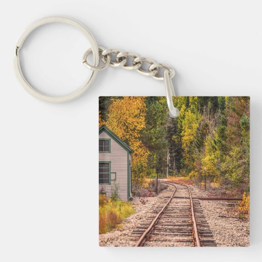 Crawford Notch Train Tracks Acrylische Sleutelhang Sleutelhanger (Voorkant)