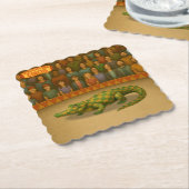 Crawford, painted circus crocodile kartonnen onderzetters (Gebogen)