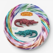 Crawford, painted circus crocodile papieren bordje (Voorkant)