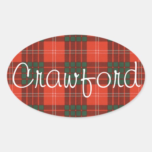 Crawford Schotse clan tartan - Plaid Ovale Sticker (Voorkant)
