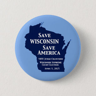 Crawford stemt voor Hooggerechtshof Wisconsin Ronde Button 5,7 Cm