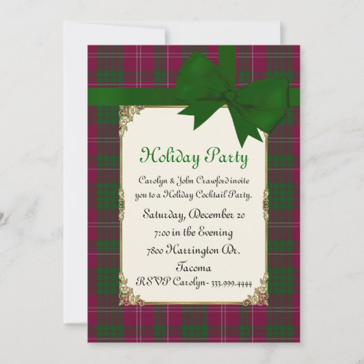 Crawford Tartan Pset Custom Holiday Party Kaart (Voorkant)