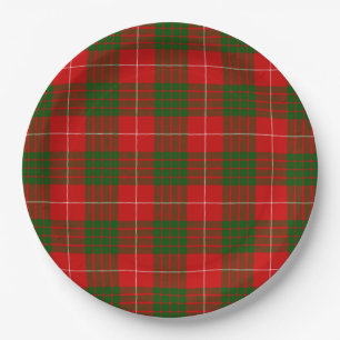 Crawford tartan red green plaid papieren bordje
