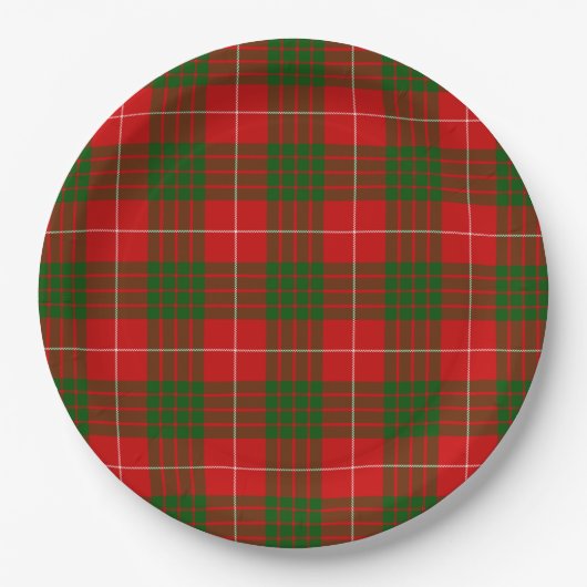 Crawford tartan red green plaid papieren bordje (Voorkant)