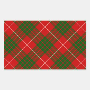 Crawford tartan red green plaid rechthoekige sticker