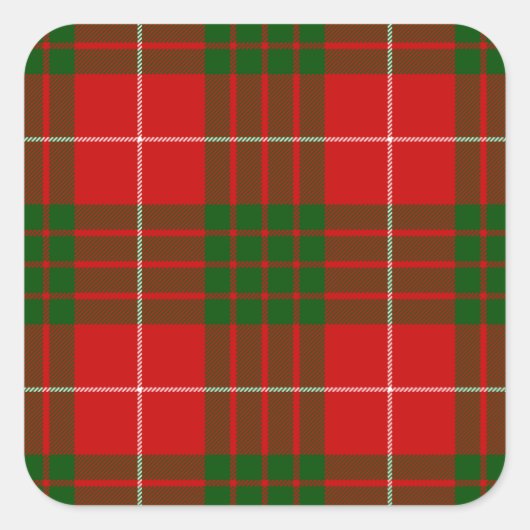 Crawford tartan red green plaid vierkante sticker (Voorkant)