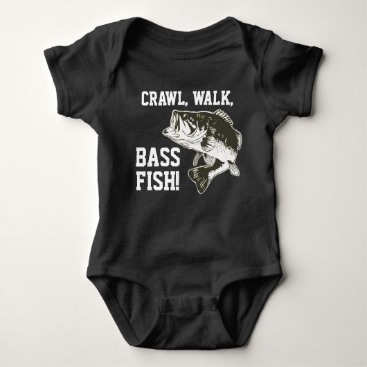 Crawl Walk Bass Fish Funny Baby Vissen Romper (Voorkant)
