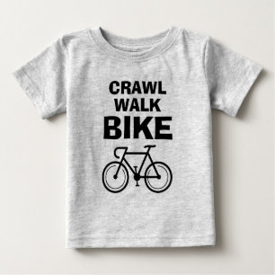 Crawl Walk Bike schattig baby op shirt voor kleine