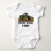 Crawl Walk Boerderij Funny Tractor Equipment Romper (Voorkant)