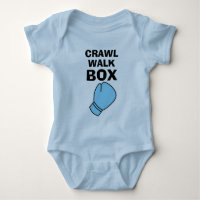 Crawl Walk Box blauw bokshandschoen baby bodysuit