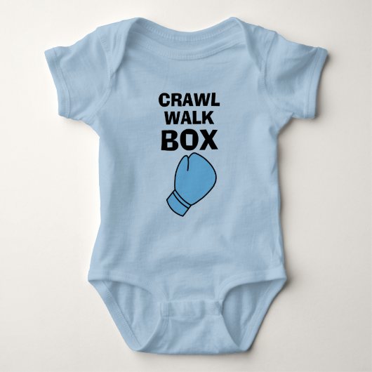 Crawl Walk Box blauw bokshandschoen baby bodysuit (Voorkant)