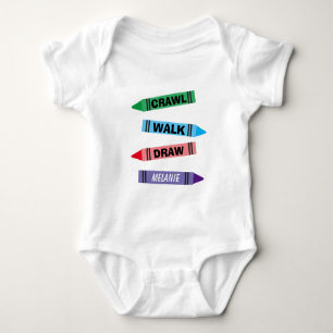 Crawl Walk Draw kleurrijke krijtjes body voor baby Romper
