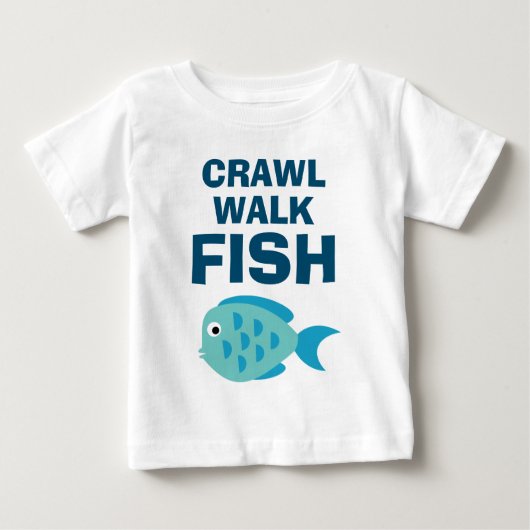 Crawl Walk Fish Ceuta baby shirt voor kleine kinde (Voorkant)