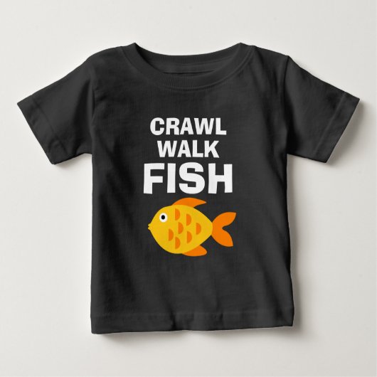 Crawl Walk Fish Funny vissen baby t shirt (Voorkant)