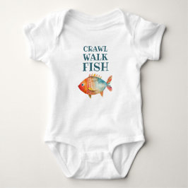 Crawl Walk Fish Funny Waterverf Gevist Romper