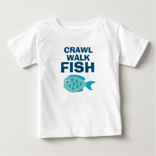 Crawl Walk Fish grappig vissen op shirt voor baby'