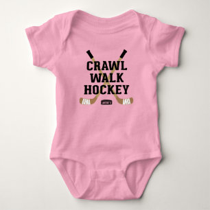 Crawl Walk Hockey Cute Funny Baby Girl Romper