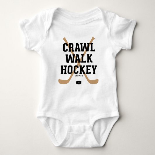 Crawl Walk Hockey Sticks and Puck Baby Romper (Voorkant)