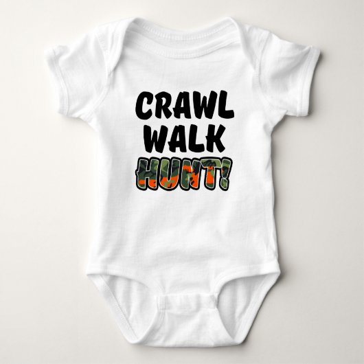 Crawl Walk Hunt Funny Baby camo Romper (Voorkant)