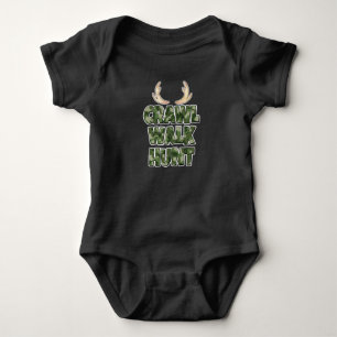 Crawl Walk Hunt Grappig baby boy shirt met gewei