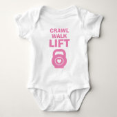 CRAWL WALK LIFT schattig roze kettlebell baby body Romper (Voorkant)