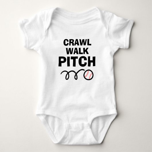CRAWL WALK PITCH grappig honkbal baby bodysuit (Voorkant)
