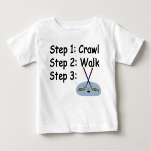 Crawl, Walk, Play Hockey baby t shirt