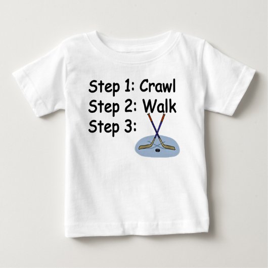 Crawl, Walk, Play Hockey baby t shirt (Voorkant)