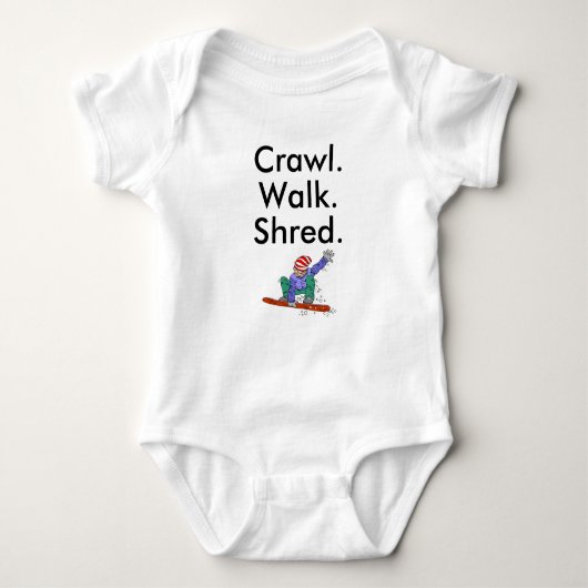 Crawl Walk Shred Snowboard Baby Bodysuit (Voorkant)