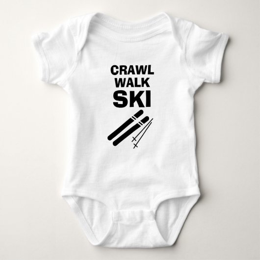 Crawl Walk Ski grappig skiën baby bodysuit (Voorkant)