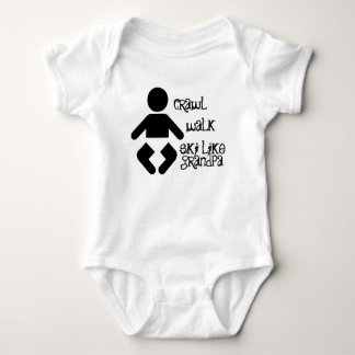 Crawl Walk Ski like Grandpa Baby Snapsuit One PC Romper