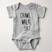 Crawl Walk Ski, Schattigee Skiliefhebber Romper (Voorkant)