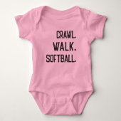 Crawl Walk Softball, toekomstige softbalspeler Romper (Voorkant)