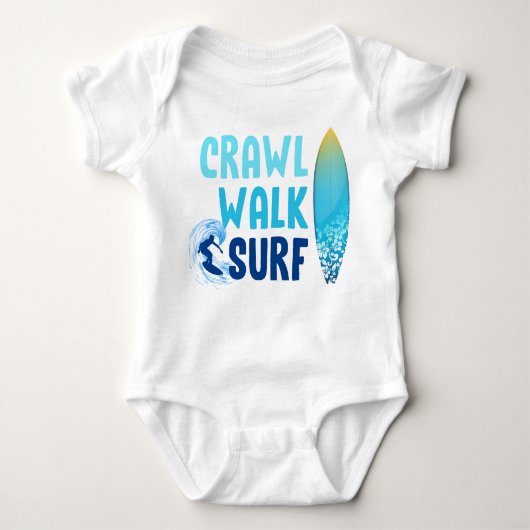 Crawl Walk Surf Beach Baby Romper (Voorkant)