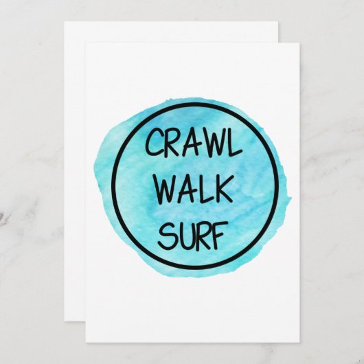 Crawl Walk Surf met Blauwe Ontwerp Kaart (Voorkant / Achterkant)
