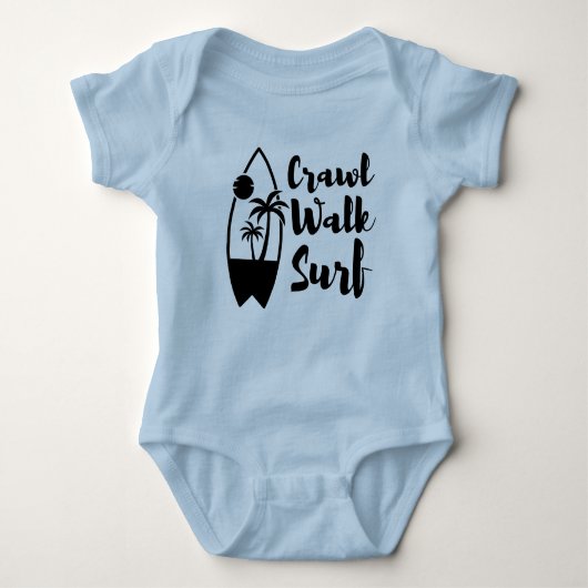 Crawl Walk Surf Summer Little surfer Baby Bodysuit (Voorkant)