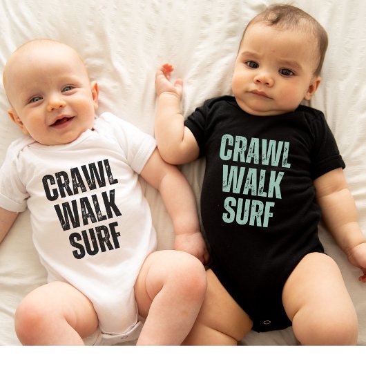 Crawl Walk Surf Zomer Little surfer Baby Body Romper