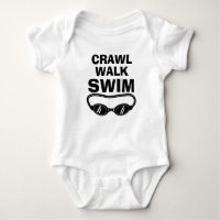 CRAWL WALK SWIM grappig lichaamspak voor baby zwem