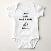 Crawl Walk Track en Field Spikes Baby Bodysuit (Voorkant)