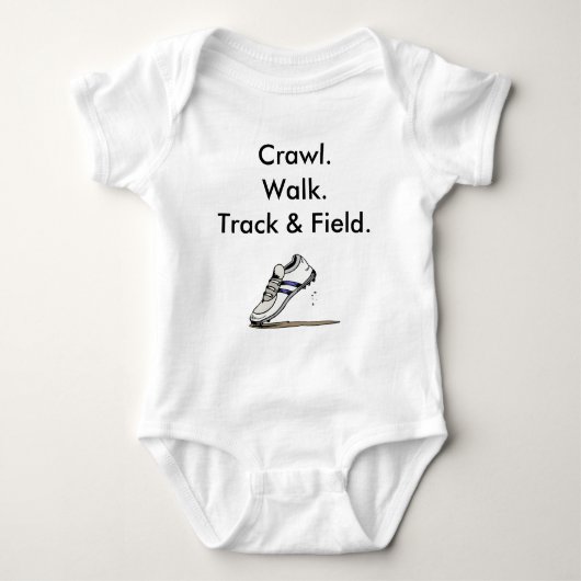 Crawl Walk Track en Field Spikes Baby Bodysuit (Voorkant)