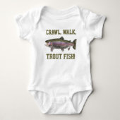 Crawl Walk Trout Fish Funny Baby Vissen Baby Romper (Voorkant)